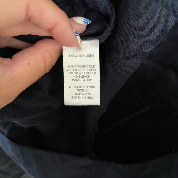 NWT navy linen jumpsuit - Picture 3 of 4